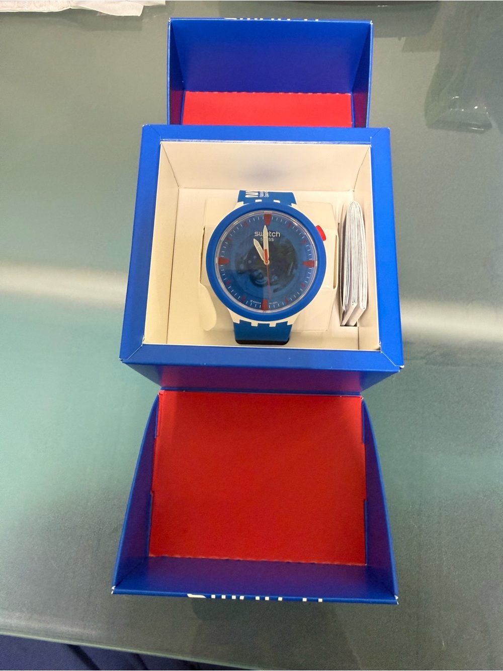 Swatch 47mm Space Collection Jumpsuit Quartz Blue SB03Z100 Watch Brand New